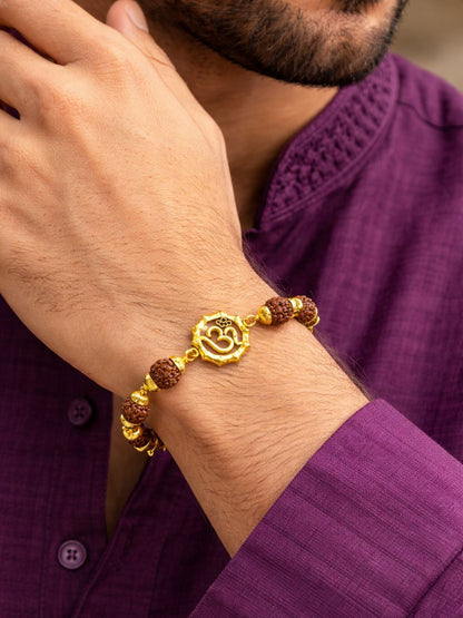 Men’s Rudraksha Rakhi Bracelet with Om Charm