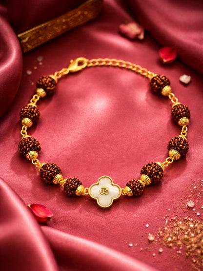 Rudraksha Rakhi Bracelet for Men with Gold Om Charm