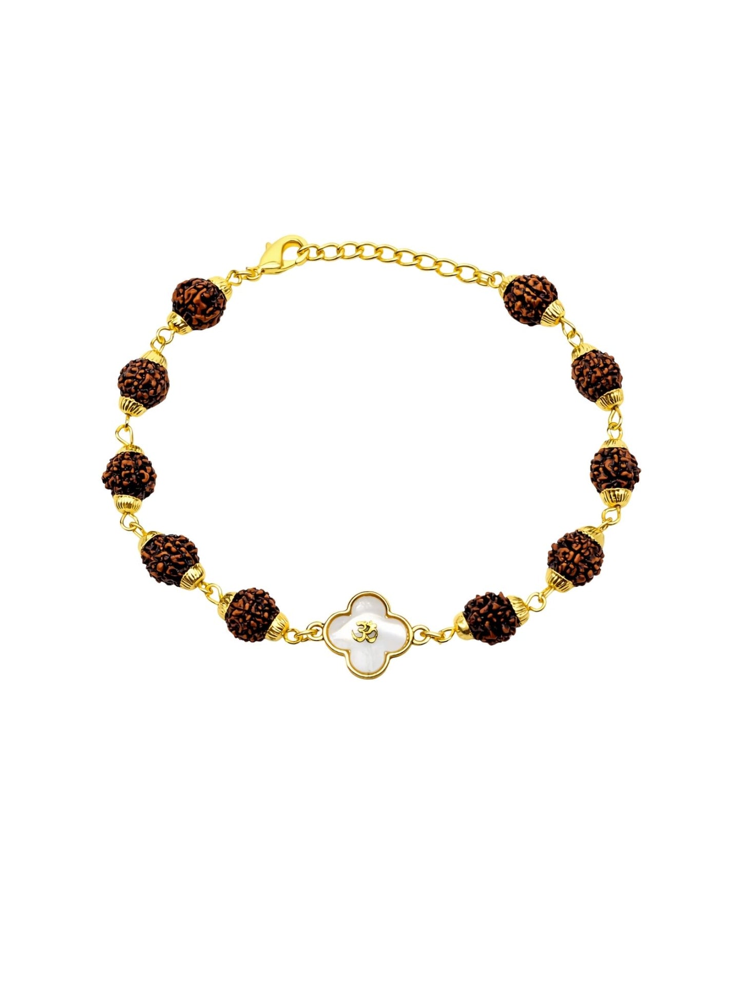 Rudraksha Rakhi Bracelet for Men with Gold Om Charm