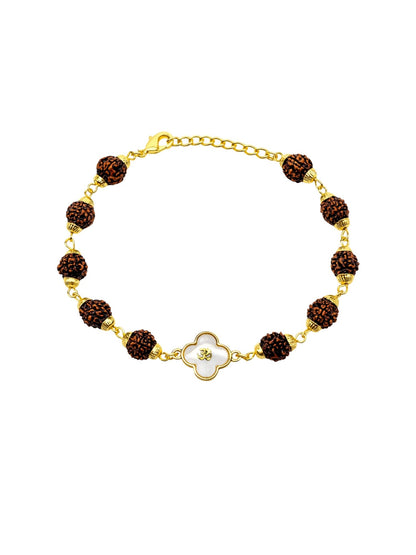 Rudraksha Rakhi Bracelet for Men with Gold Om Charm