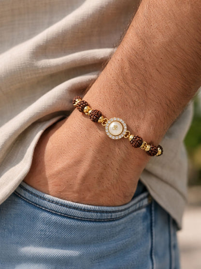 Men’s Rudraksha Rakhi Bracelet with Om Charm