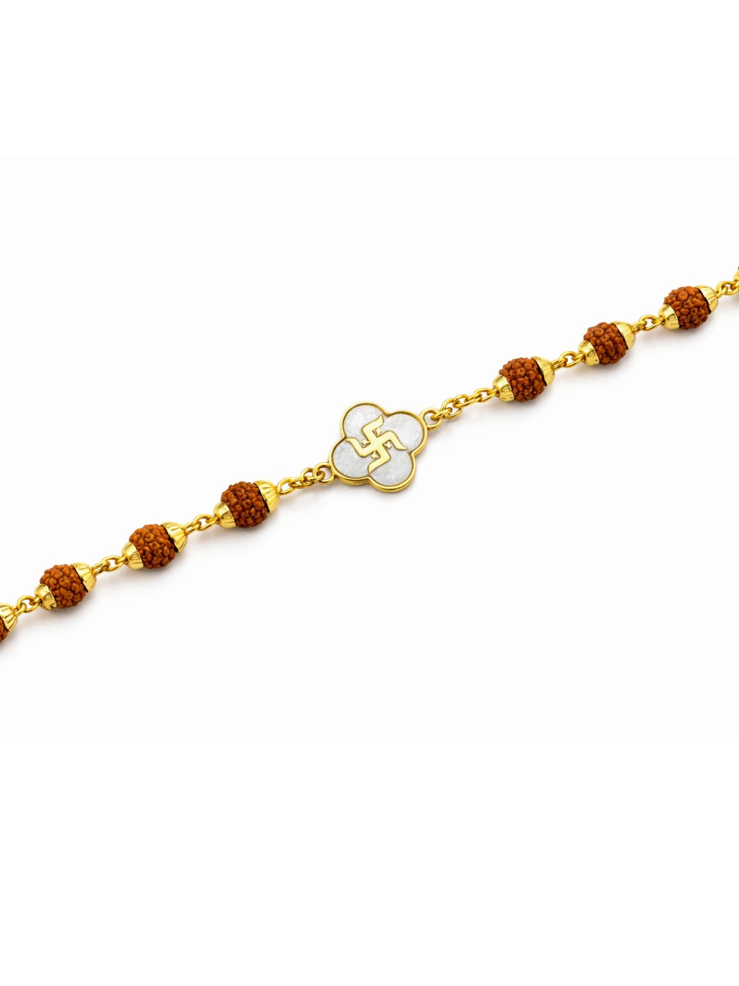 Rudraksha Rakhi Bracelet for Men with Gold Swastik Charm