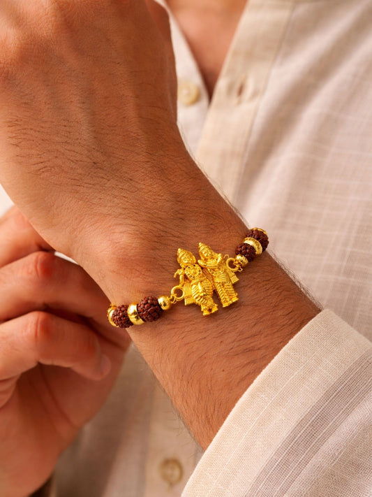 Men’s Rudraksha Rakhi Bracelet with Radha Krishna Charm