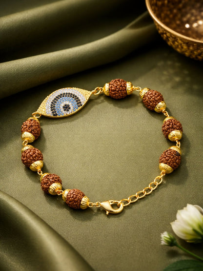 Men’s Rudraksha Rakhi Bracelet with Evil Eye Charm