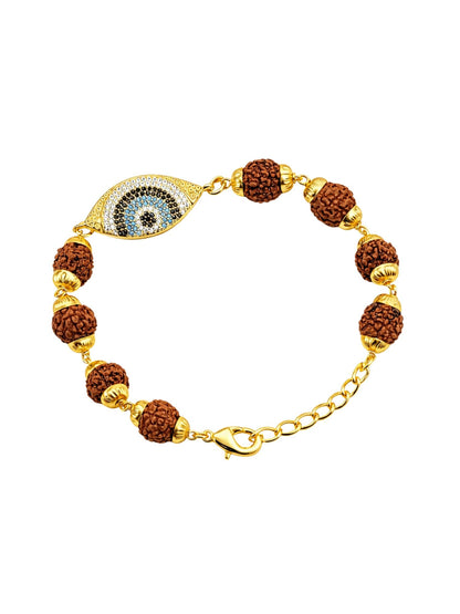 Men’s Rudraksha Rakhi Bracelet with Evil Eye Charm