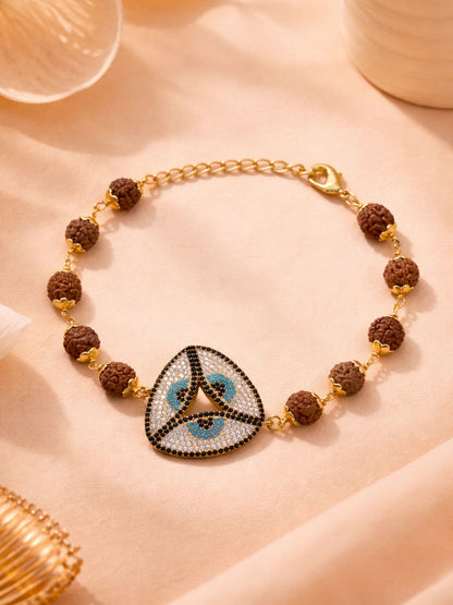 Men’s Rudraksha Evil Eye Triangle Rakhi Bracelet