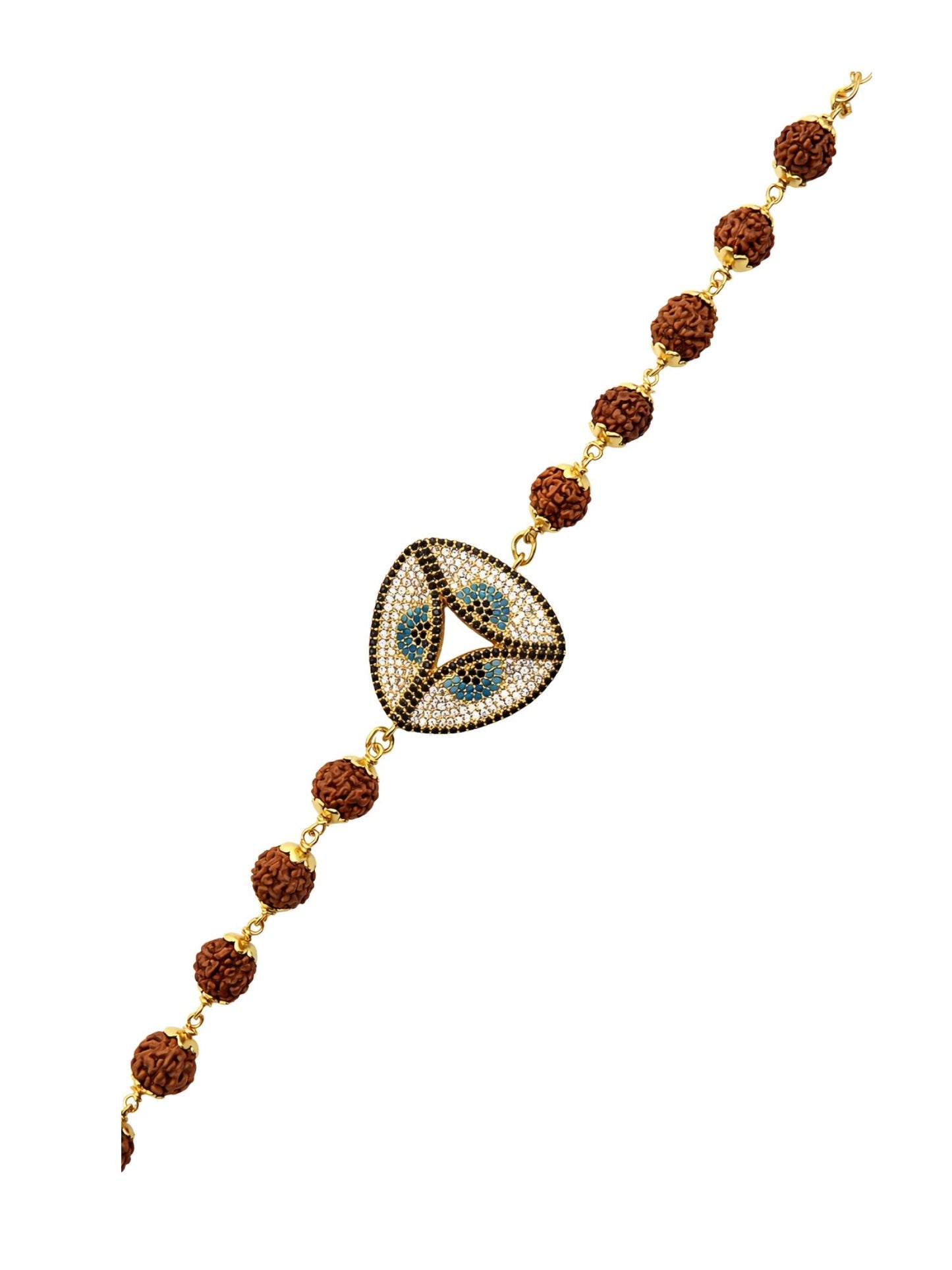 Men’s Rudraksha Evil Eye Triangle Rakhi Bracelet