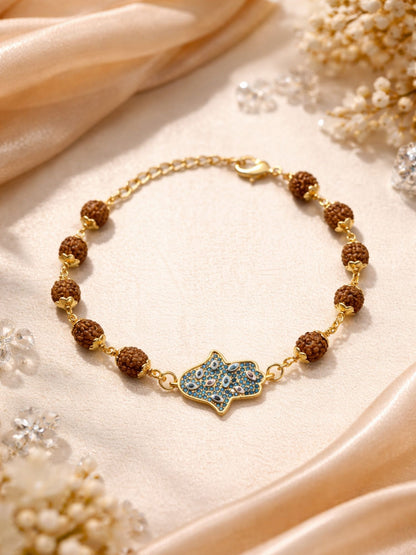 Rudraksha Rakhi Bracelet for Men with Evil Eye Charm