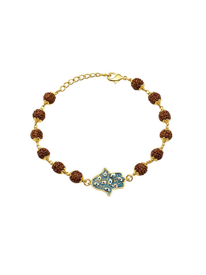 Rudraksha Rakhi Bracelet for Men with Evil Eye Charm
