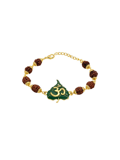 Men’s Rudraksha Rakhi Bracelet with Om Leaf Charm