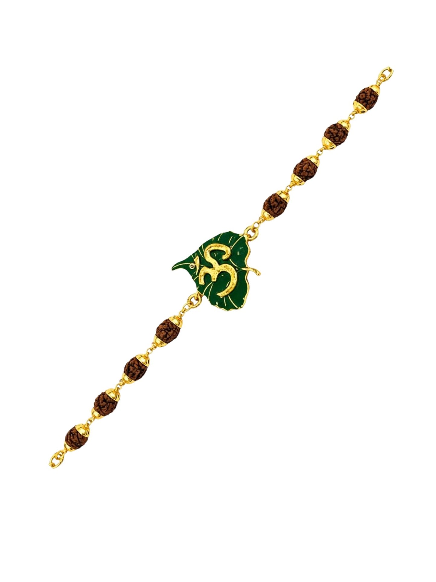 Men’s Rudraksha Rakhi Bracelet with Om Leaf Charm