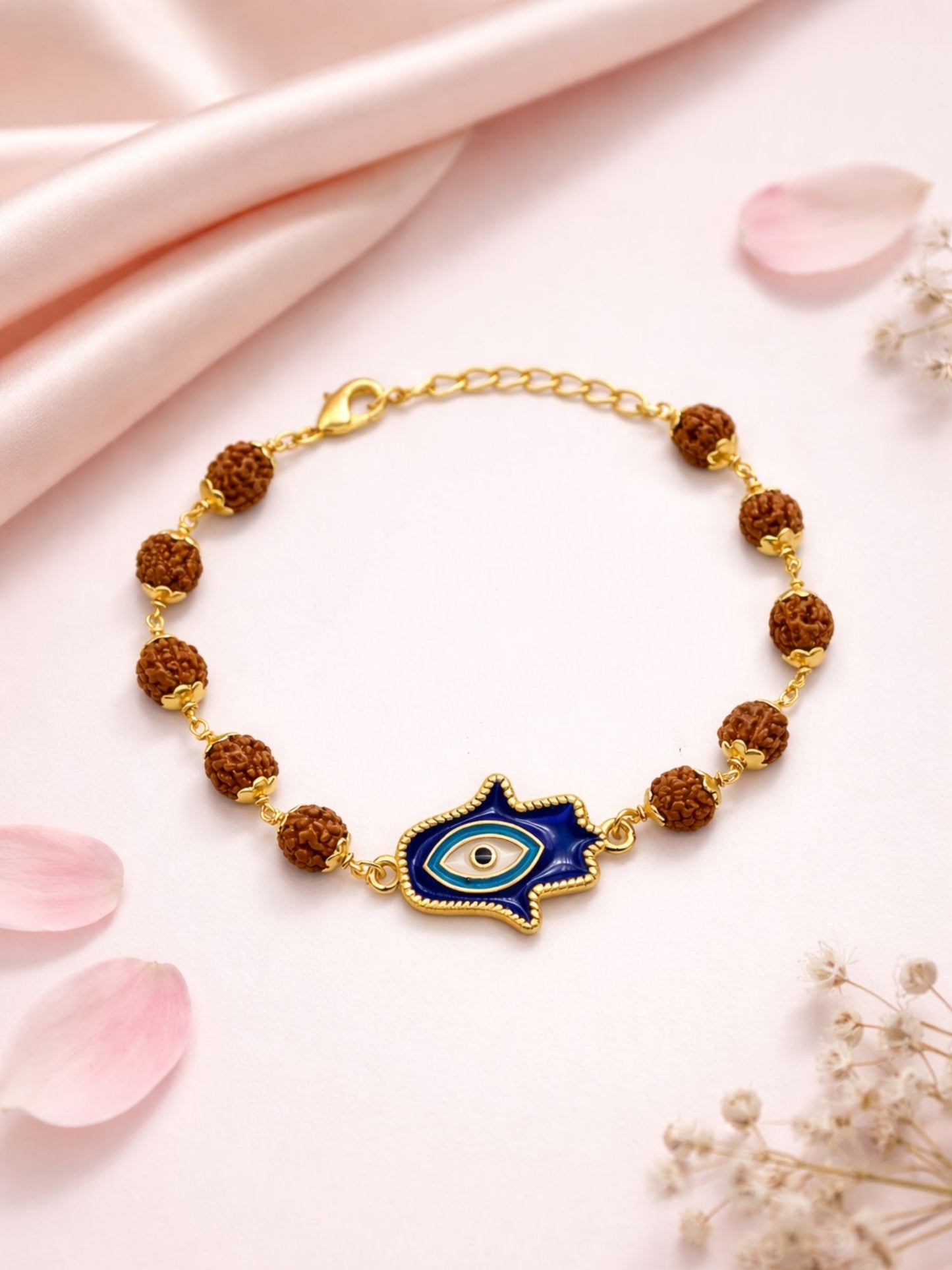 Men’s Rudraksha Rakhi Bracelet with Evil Eye Charm