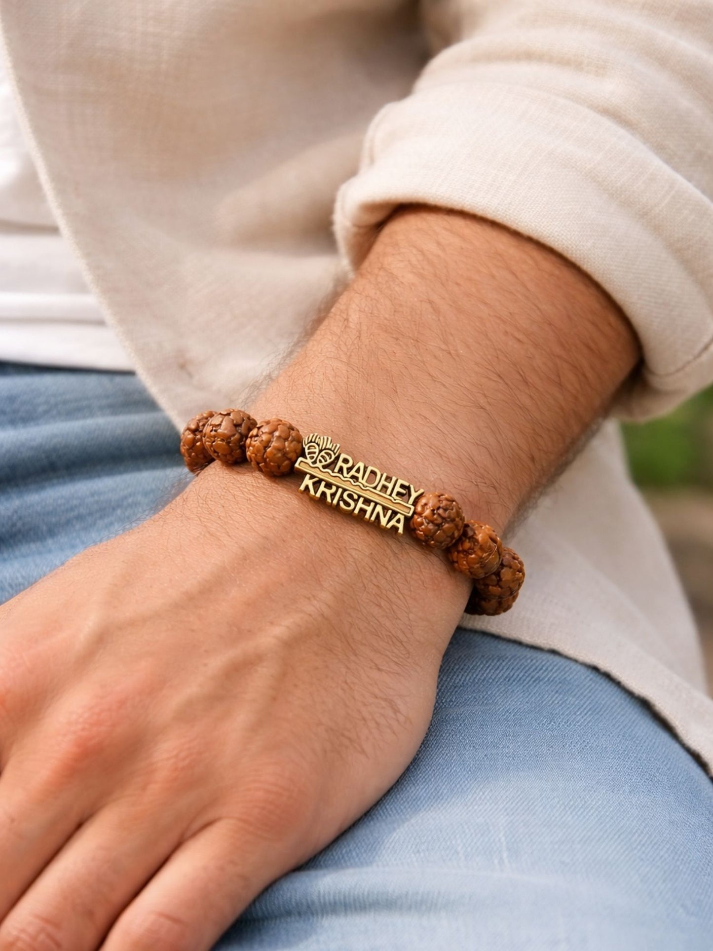 Radhey Krishna Rudraksha Rakhi Bracelet for Men