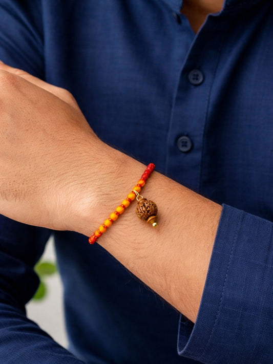Men’s Rudraksha Rakhi Bracelet with Mauli Thread
