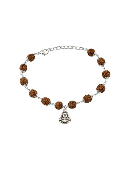 Men’s Rudraksha Rakhi Bracelet with Silver Buddha Charm