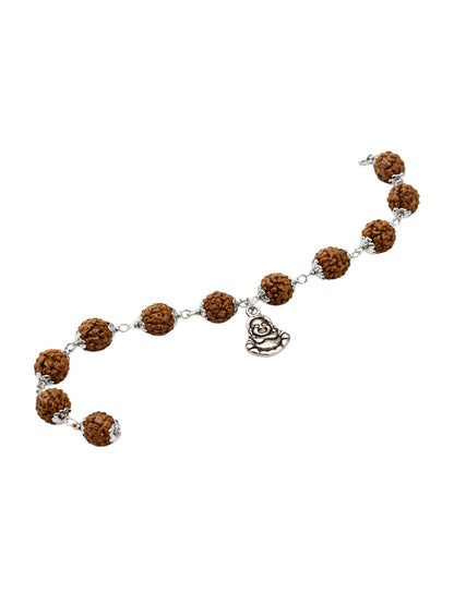 Men’s Rudraksha Rakhi Bracelet with Silver Buddha Charm