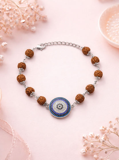 Men’s Rudraksha Rakhi Bracelet with Evil Eye Charm