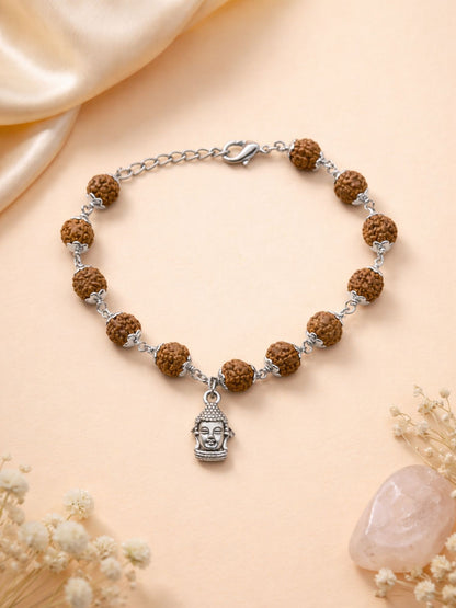 Rudraksha Rakhi Bracelet for Men with Buddha Charm