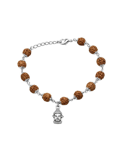 Rudraksha Rakhi Bracelet for Men with Buddha Charm