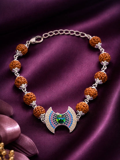 Men’s Rudraksha Rakhi Bracelet with Diamond Bow Charm
