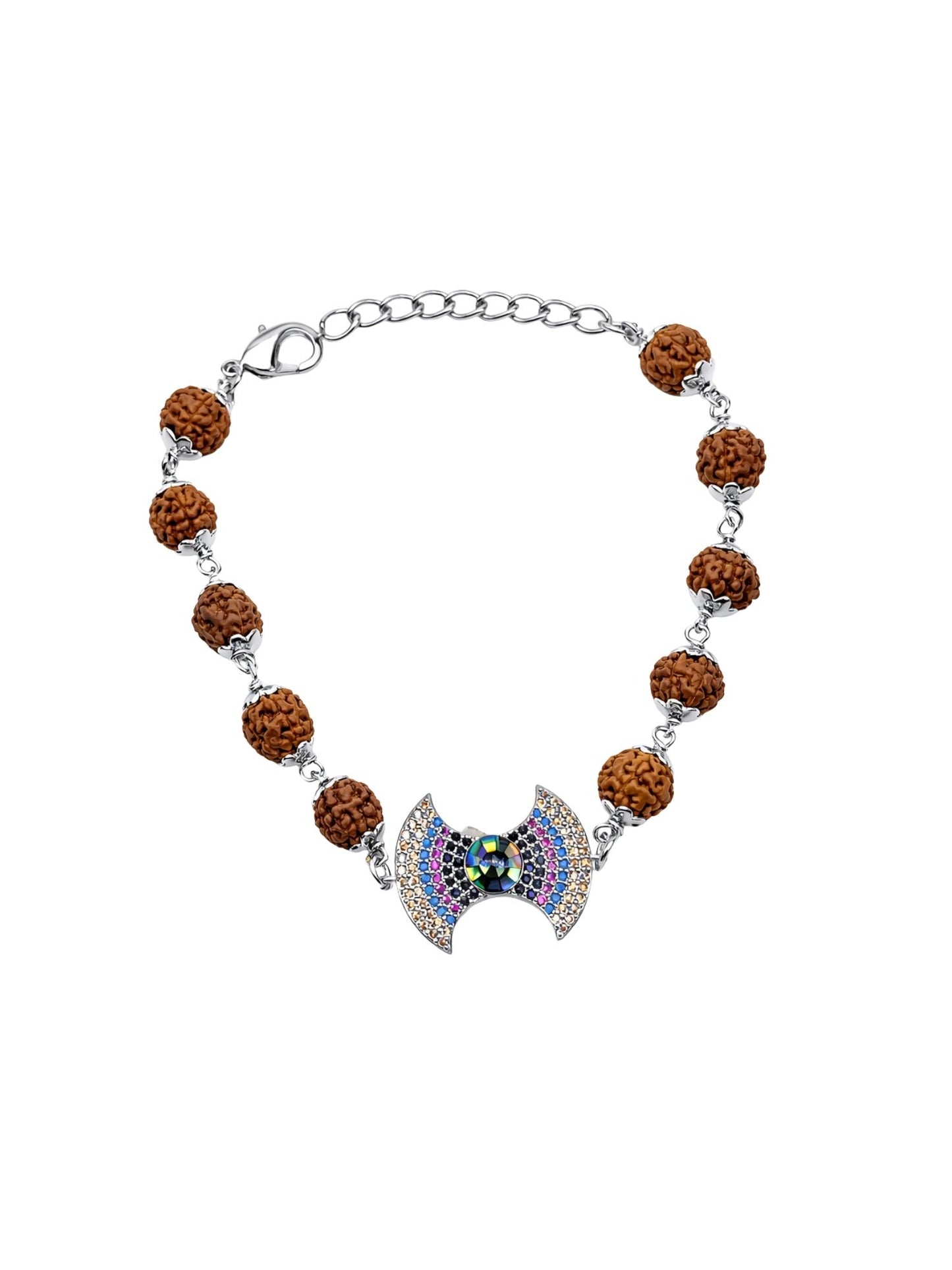Men’s Rudraksha Rakhi Bracelet with Diamond Bow Charm