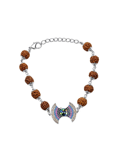 Men’s Rudraksha Rakhi Bracelet with Diamond Bow Charm