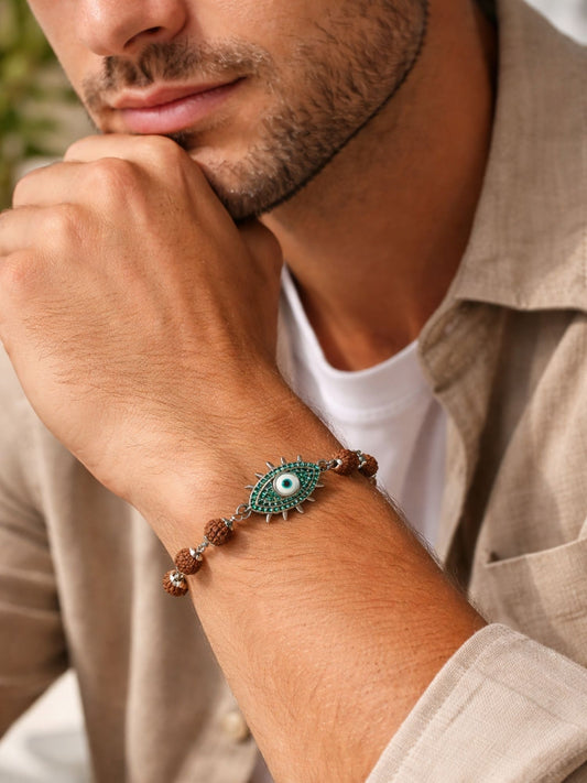Rudraksha Evil Eye Rakhi Bracelet for Men