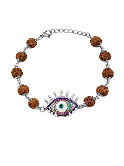 Men’s Rudraksha Rakhi Bracelet with Evil Eye Charm