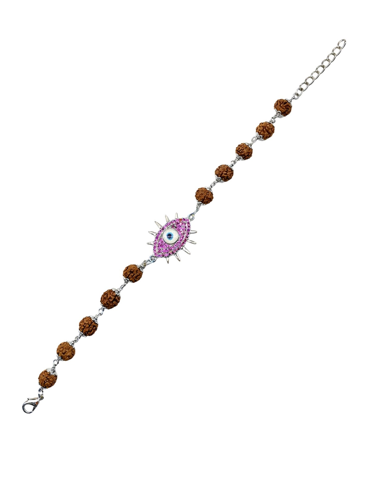 Rudraksha Evil Eye Rakhi Bracelet for Men – Silver Plated
