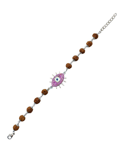 Rudraksha Evil Eye Rakhi Bracelet for Men – Silver Plated
