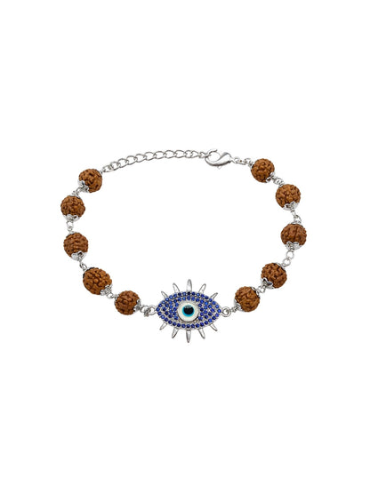 Rudraksha Rakhi Bracelet for Men with Evil Eye Charm