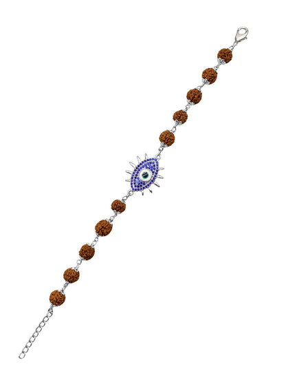 Rudraksha Rakhi Bracelet for Men with Evil Eye Charm