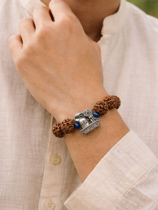 Rudraksha Rakhi Bracelet for Men with Shivling Charm