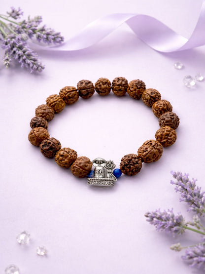 Rudraksha Rakhi Bracelet for Men with Shivling Charm