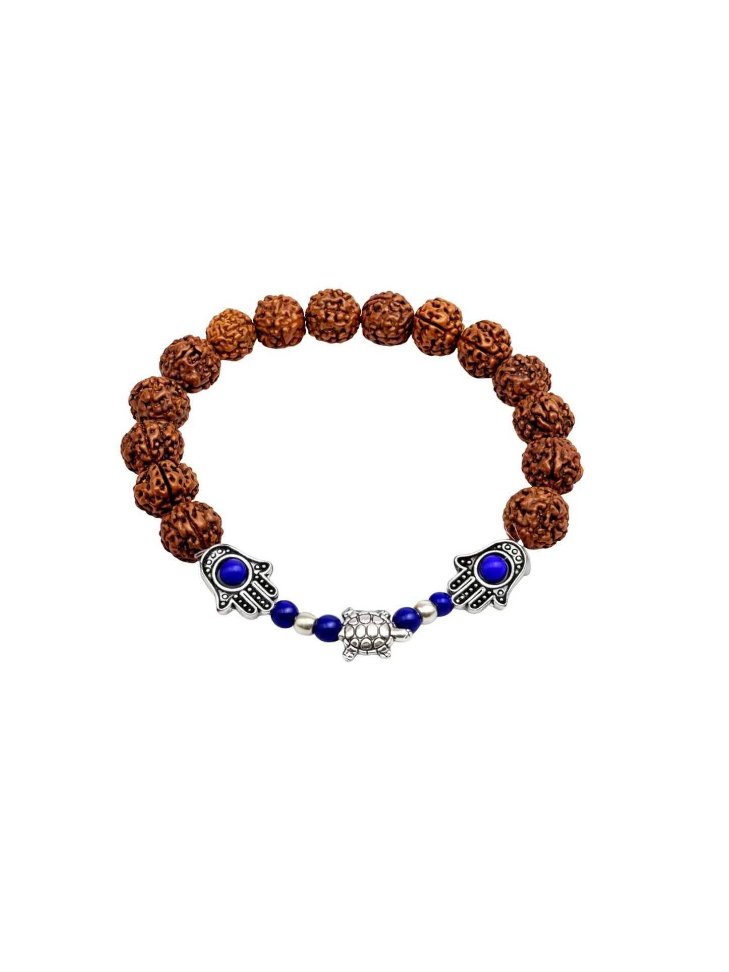 Rudraksha Rakhi Bracelet for Men with Hamsa Charms