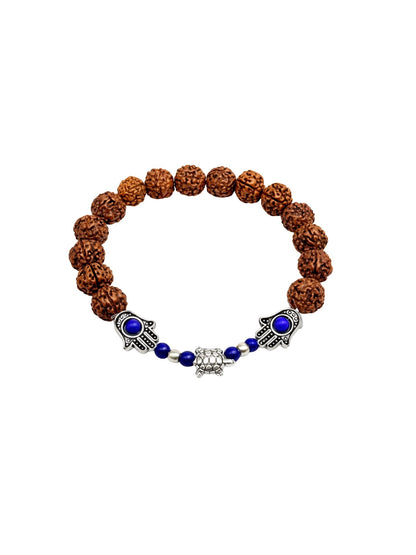 Rudraksha Rakhi Bracelet for Men with Hamsa Charms