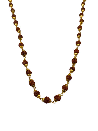 Gold Plated Rudraksha  Simple Design Long Chain Necklace