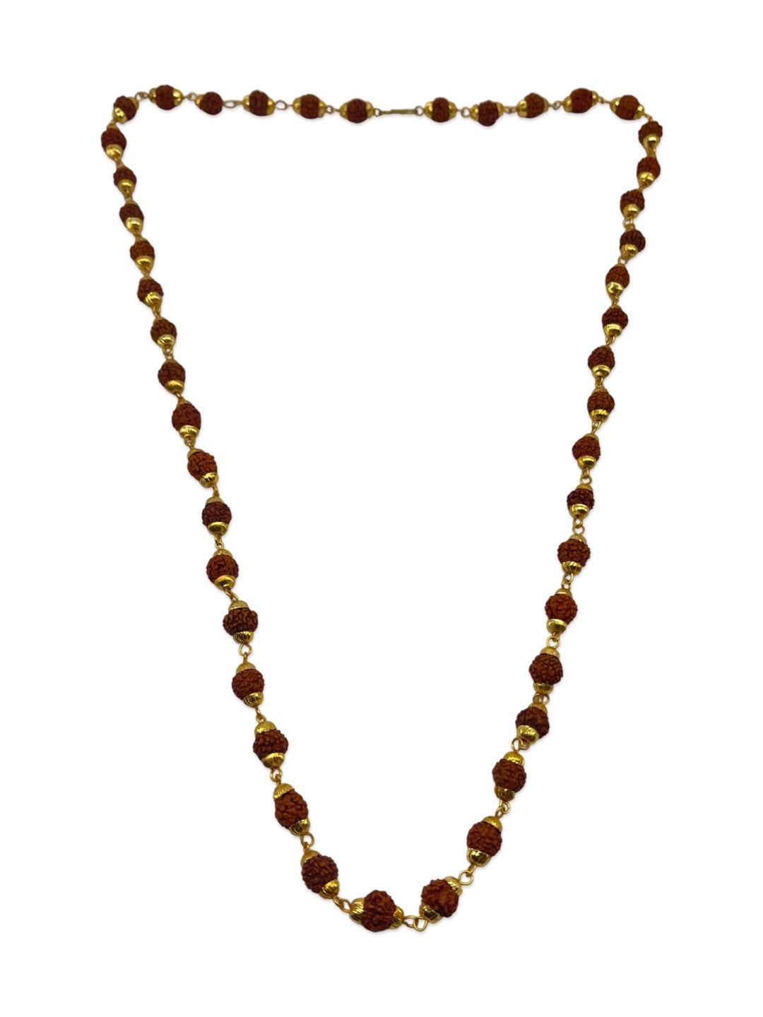 Gold Plated Rudraksha  Simple Design Long Chain Necklace