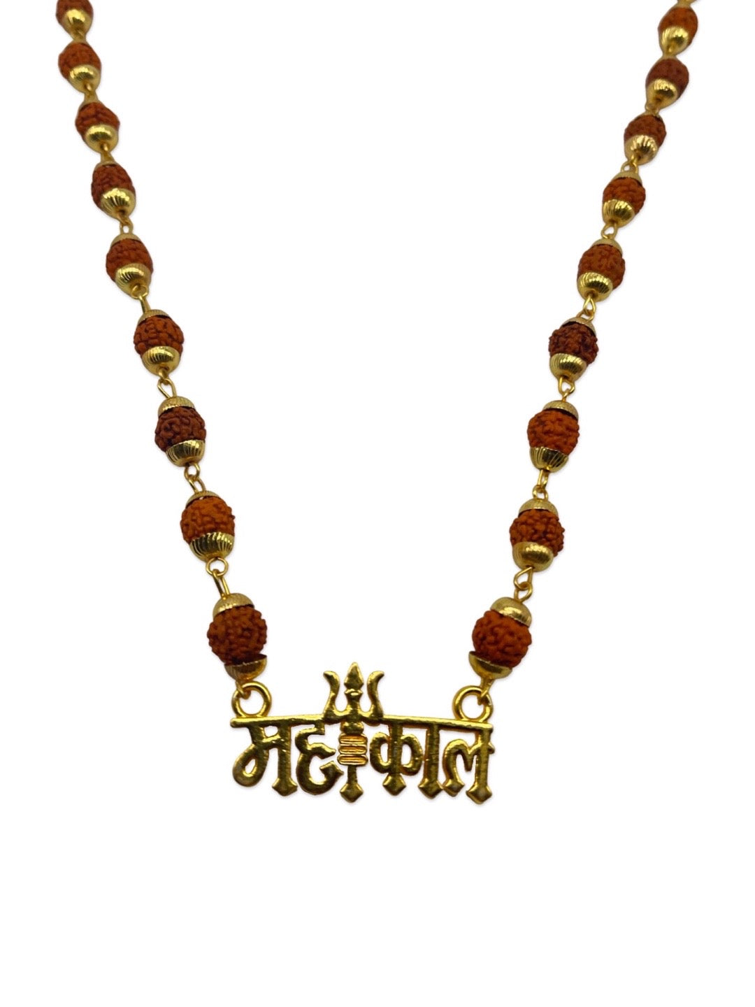 Gold Plated Rudraksha Mahakal Pendant Design Chain Necklace