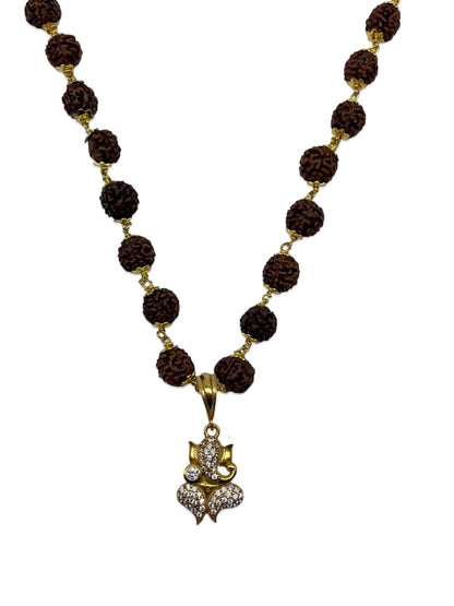 Lord Ganesha AD Mens Rudraksha Mala Necklace