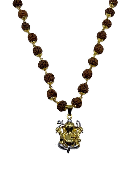 Lord Ganesha Mens Rudraksha Mala Necklace