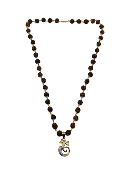 Lord Ganesha Mens Rudraksha Gold Mala Necklace