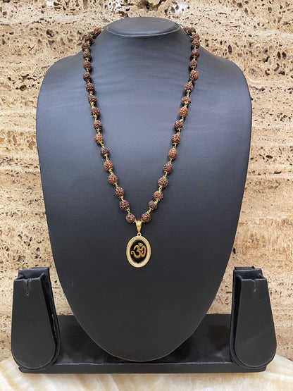 Om AD Mens Rudraksha Gold Mala Necklace