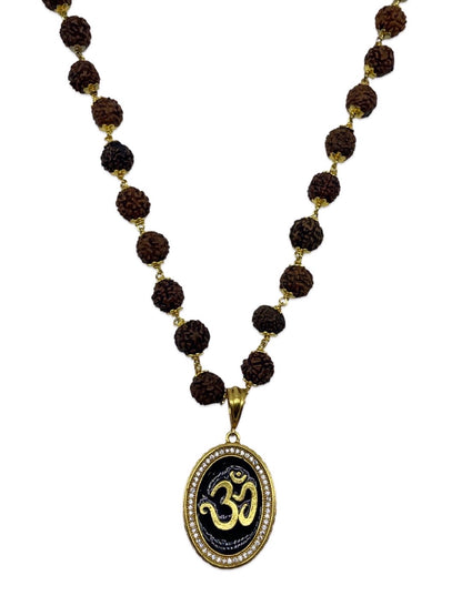 Om AD Mens Rudraksha Gold Mala Necklace