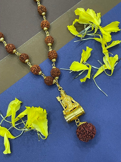 Lord Shiva Mens Rudraksha Gold Chain Necklace