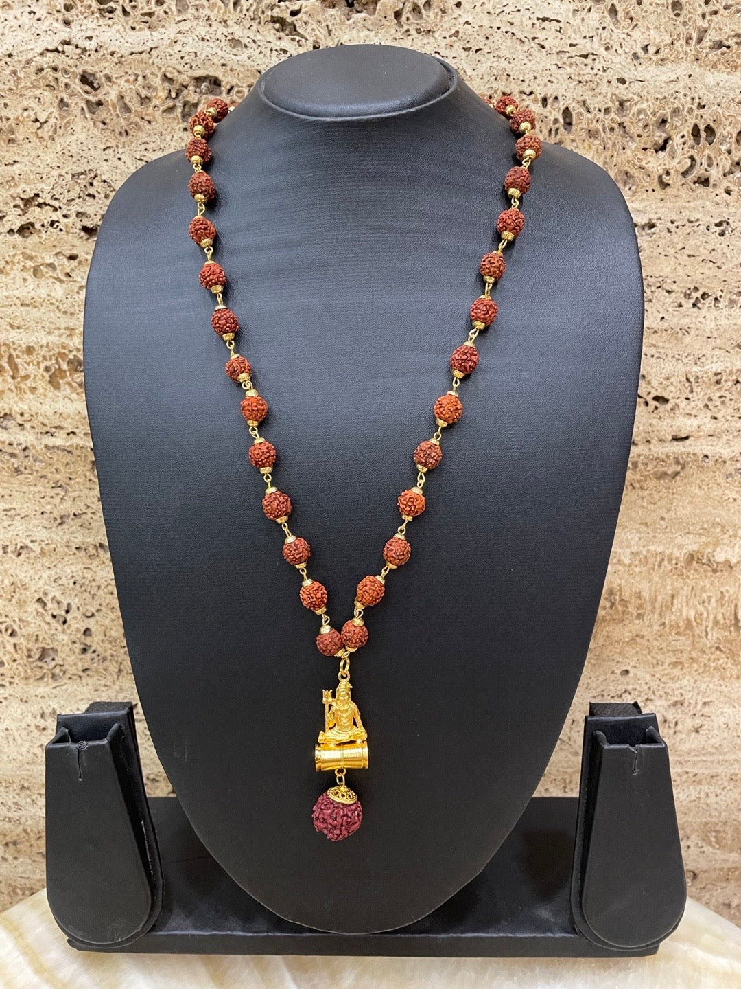 Lord Shiva Mens Rudraksha Gold Chain Necklace