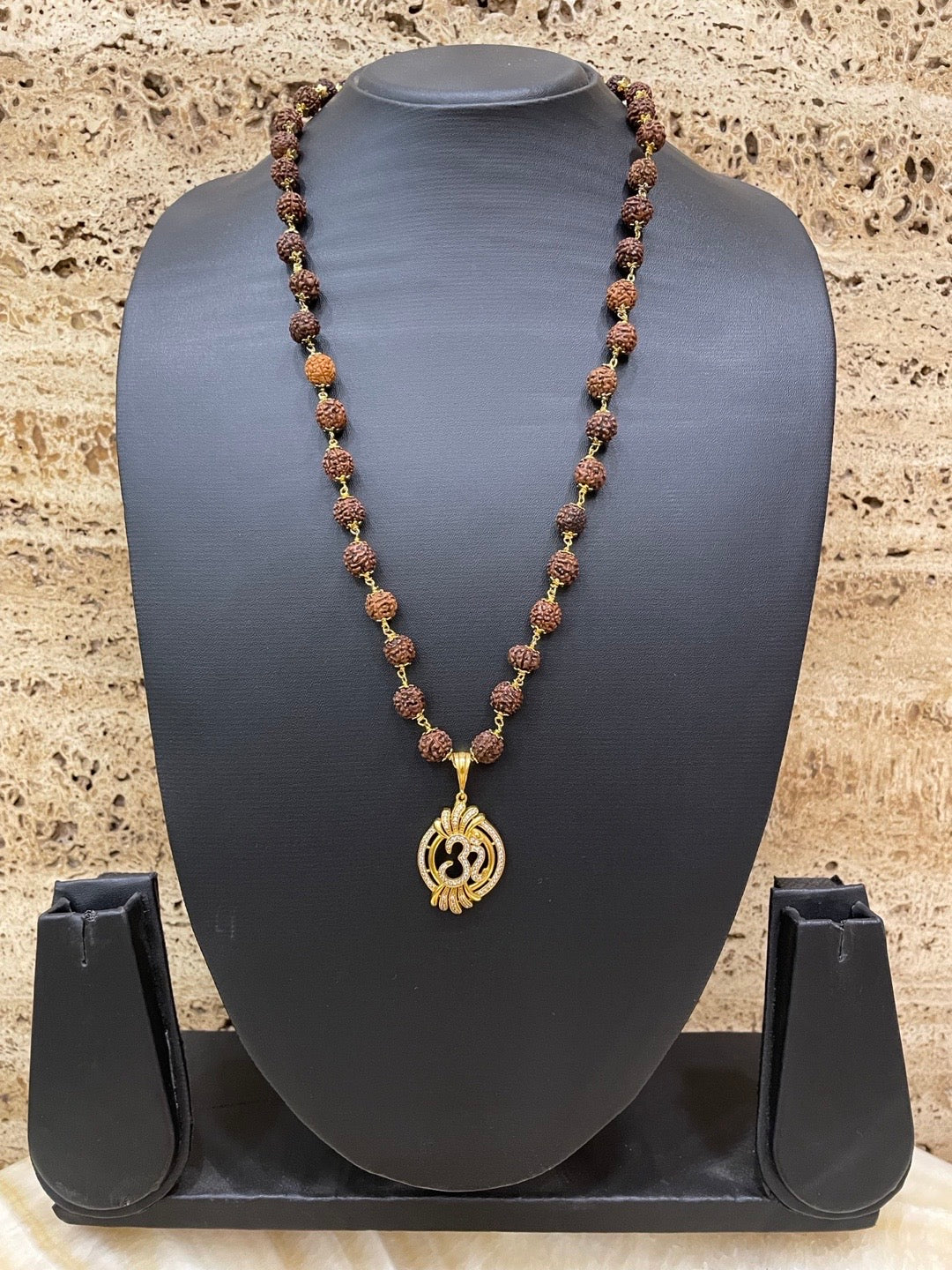 Om AD Mens Rudraksha Mala Necklace