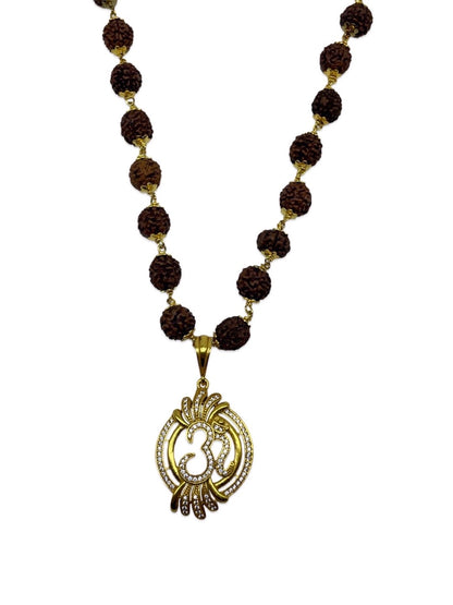 Om AD Mens Rudraksha Mala Necklace