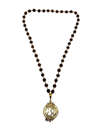 Om AD Mens Rudraksha Mala Necklace