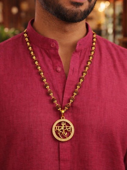 Rudraksha Necklace with Mahadev Pendant for Men
